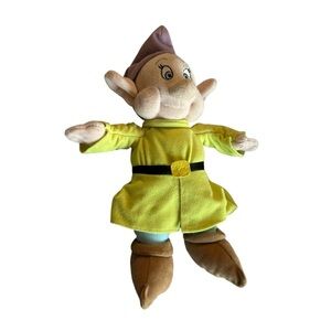 Disney Snow White Dopey Yellow and Brown Stuffed Animal Plush